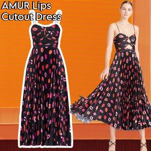 AMUR Afra Pleated Midi Dress